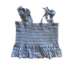 J.Crew Crop Top Women's XL Tank Floral Ruffled Peplum Smocked Baby doll